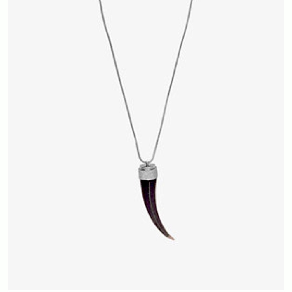 Michael Kors Crystal Silver-Tone Horn Pendant Necklace